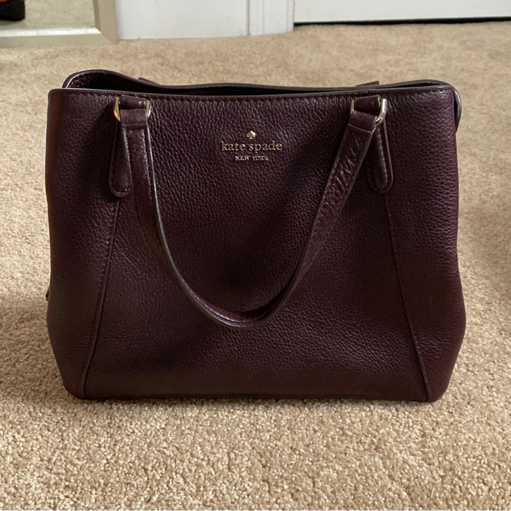 Kate Spade NYork Jackson Pebble Leather Satchel Cherrywood Red Crossbody purse